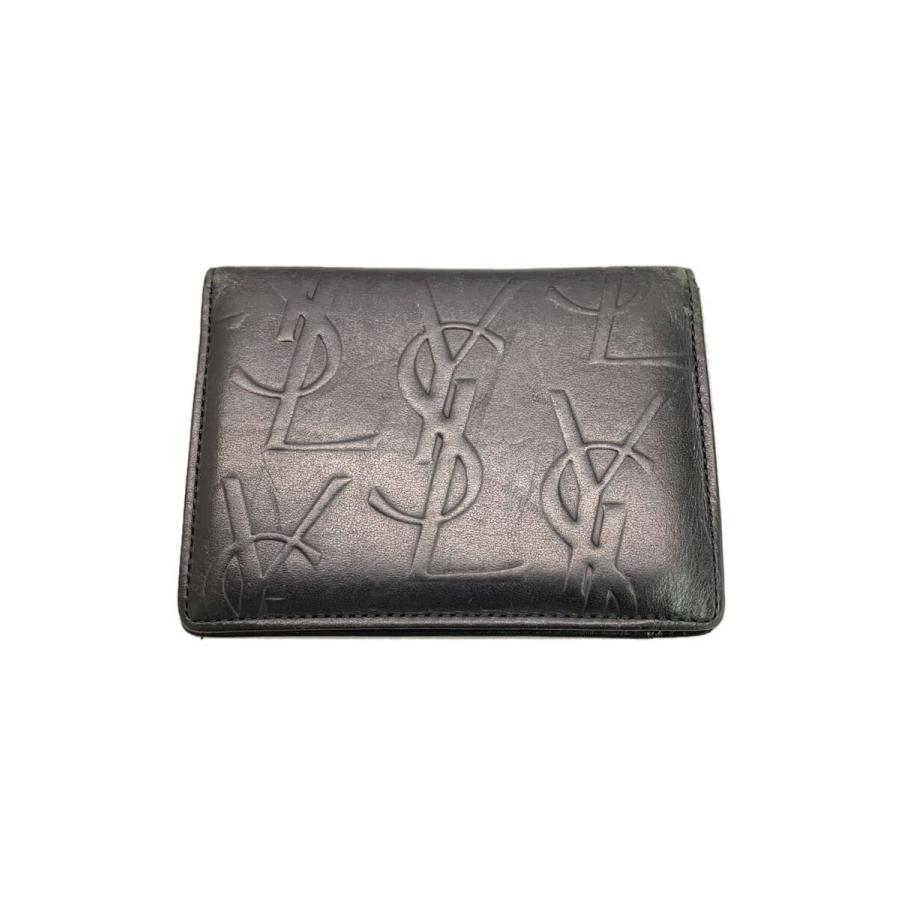 Saint Laurent 二つ折り財布 ブラック YVES SAINT LAURENT◇2つ折り財布/レザー/BLK/メンズ : セカンド