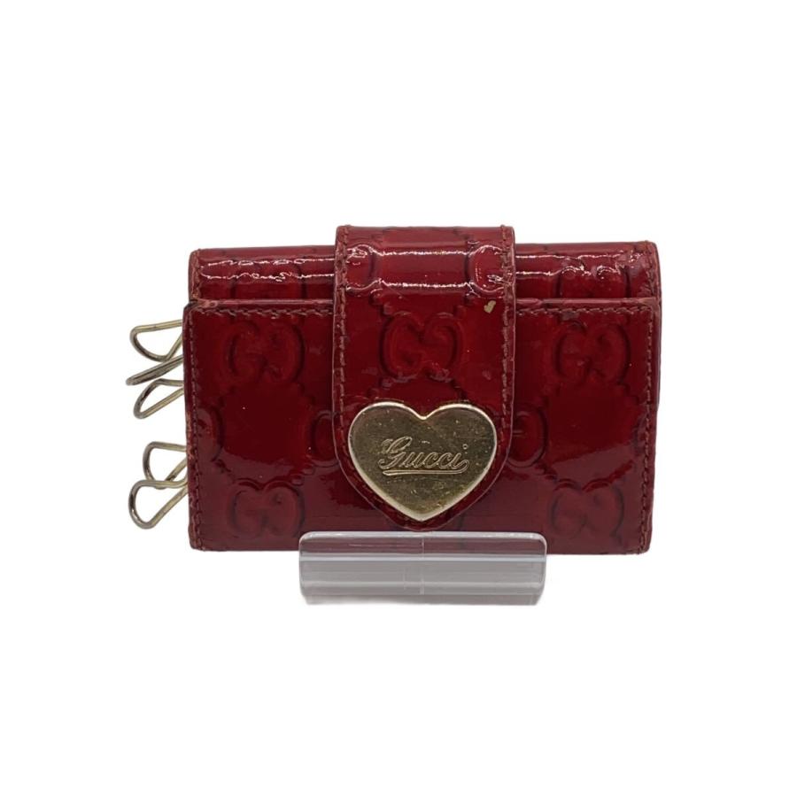 GUCCI◇キーケース_マイクログッチシマ/フェイクレザー/RED/レディース