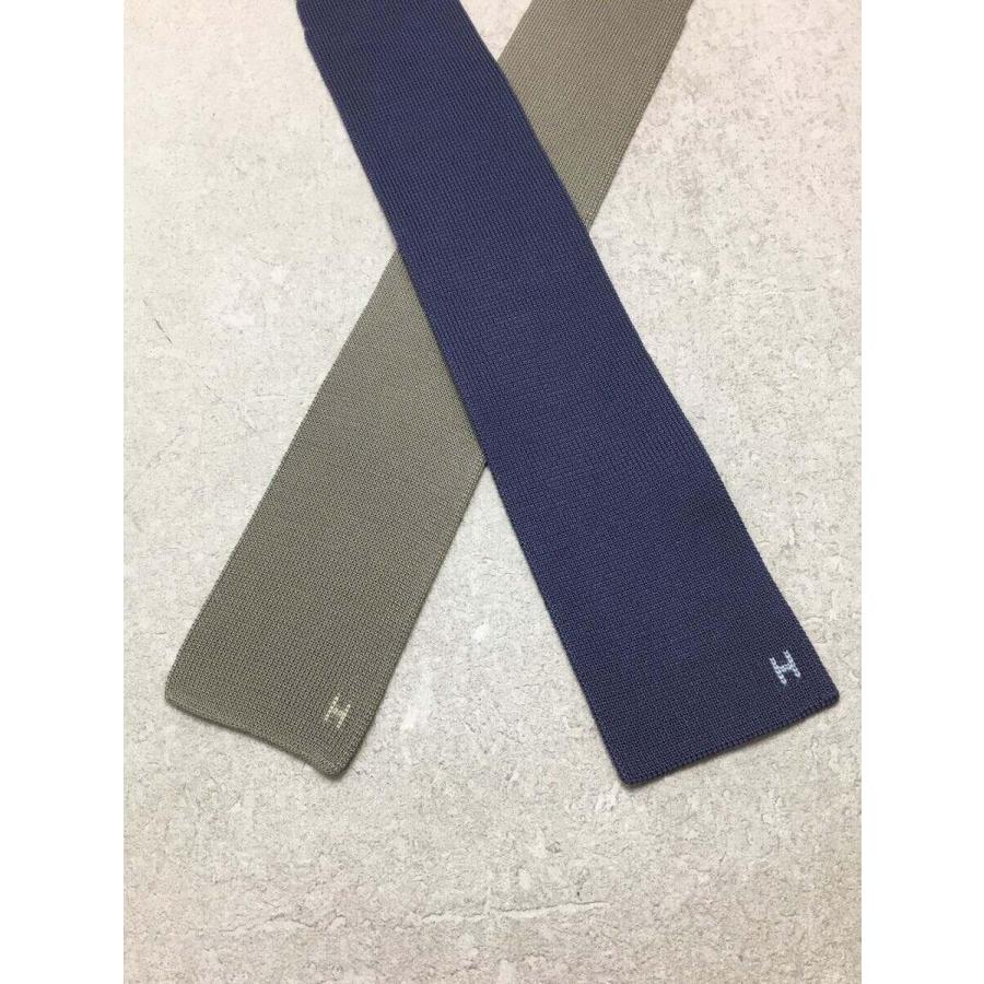 HERMES◇シルクニットタイ/ネクタイ/シルク/パープル/無地/エルメス