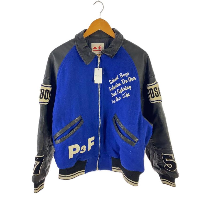 POSH BOY◇スタジャン/FREE/ウール/BLU : セカンドストリートYahoo!店