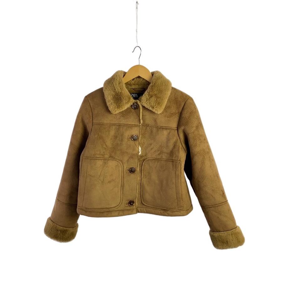 ZARA◇ダブルフェイスフェイクスエードジャケット/M/ポリエステル/BRW