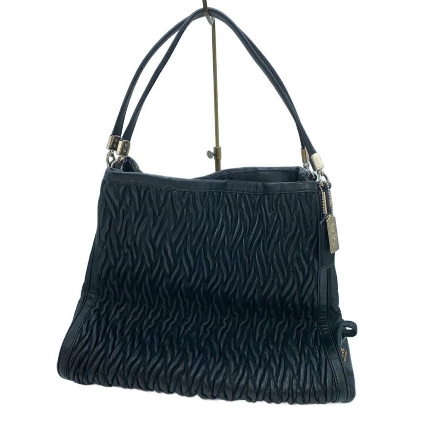 COACH マディソンショルダーバッグ 黒 レザー COACH◇ショルダーバッグ_マディソン_ギャザードツイスト_フィービー