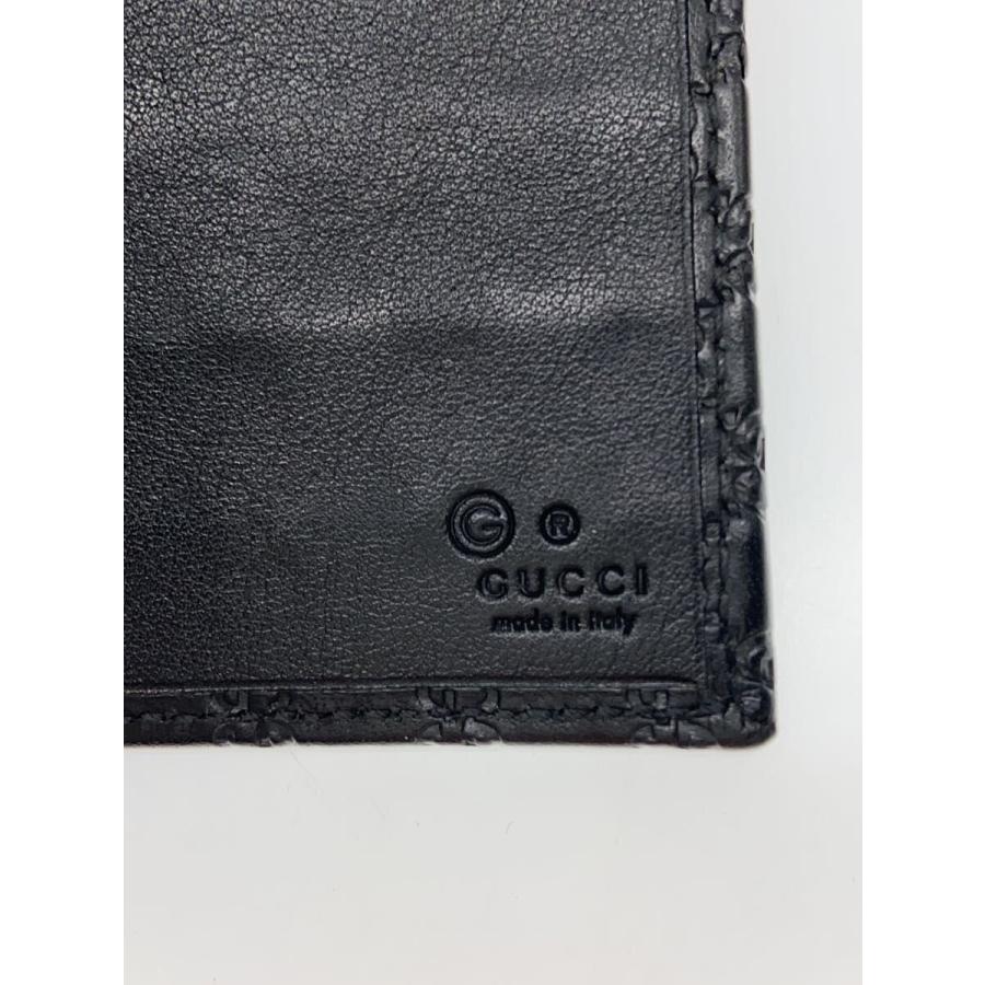 GUCCI◇長財布_マイクログッチシマ/レザー/BLK/無地/レディース