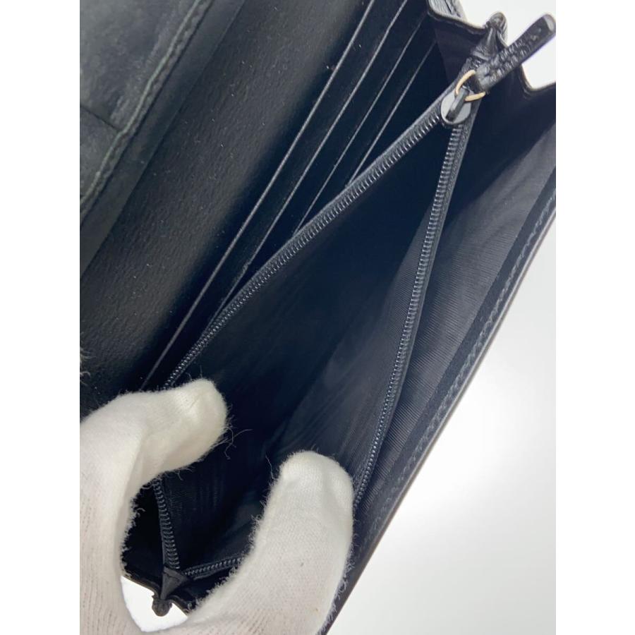GUCCI◇長財布_マイクログッチシマ/レザー/BLK/無地/レディース