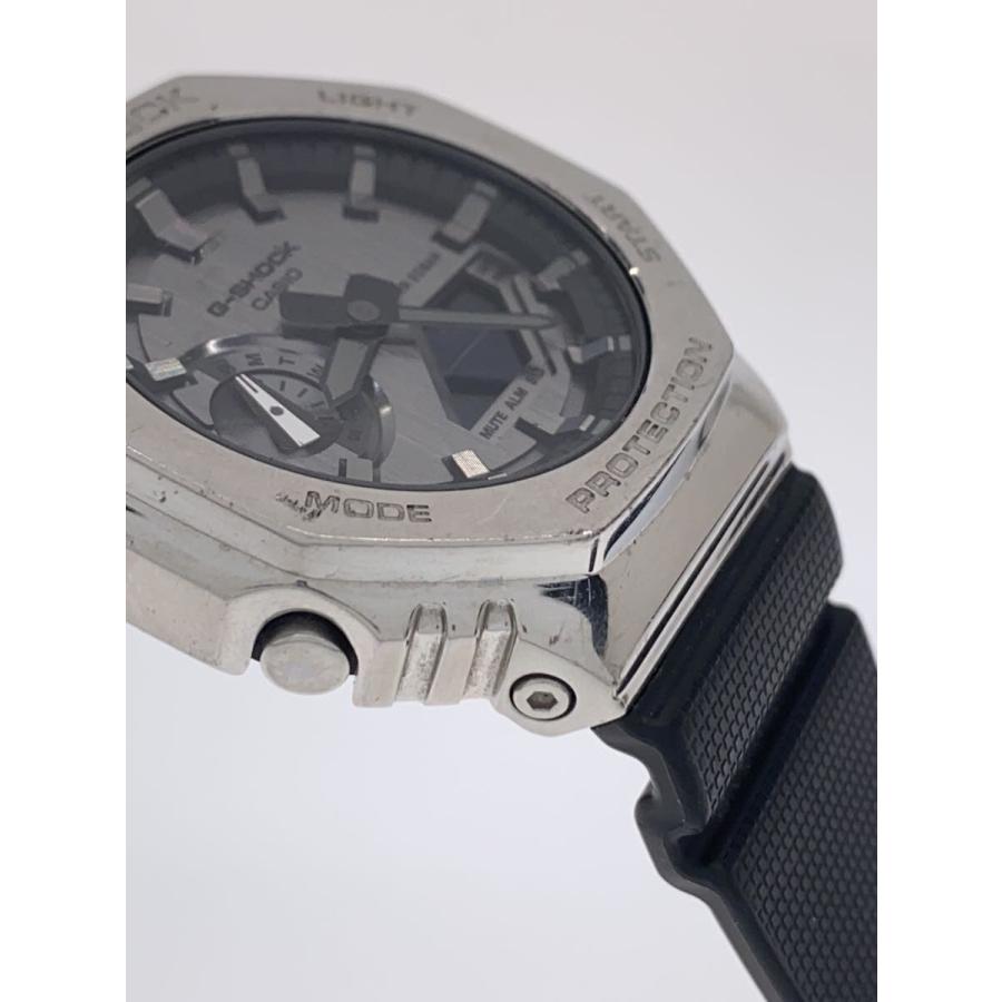 CASIO◇クォーツ腕時計/アナログ/ラバー/SLV/BLK/GA-2100 5611