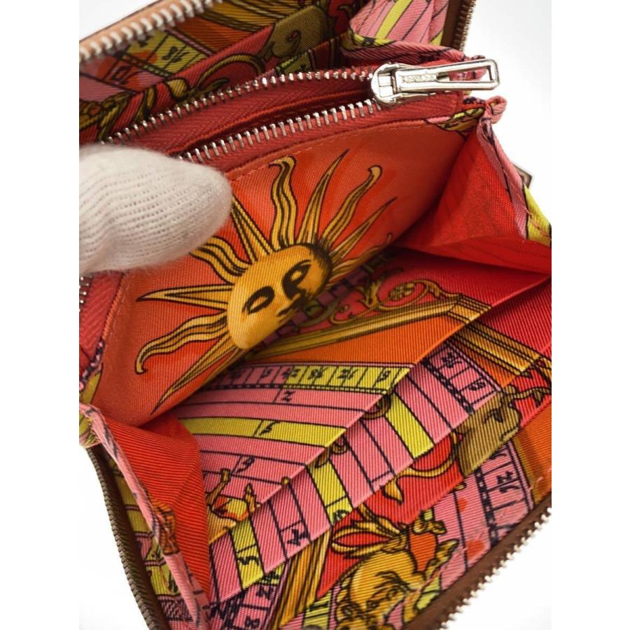 HERMES / アザップコンパクト/シルクイン/財布/レザー/ブラウン/無地/レディース/ASI 002 DB HERMES◇アザップコンパクト/シルクイン/財布/レザー/ブラウン/無地