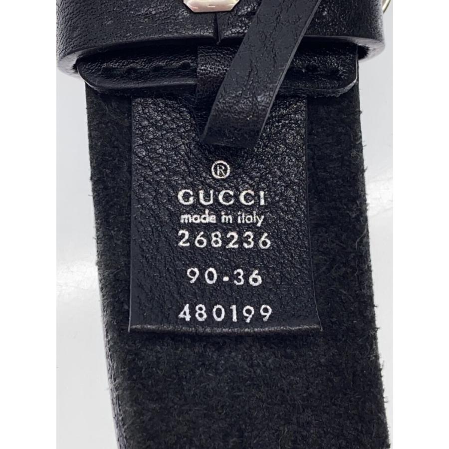 GUCCI◇クレストバックル/ベルト/レザー/ブラック/無地/メンズ