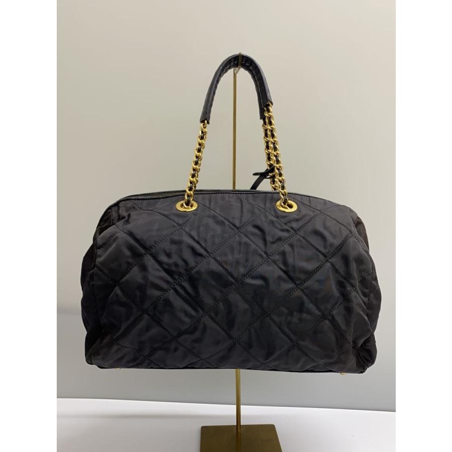 PRADA◆キルティングトートバッグ/チェーン/ナイロン/ブラック//_2