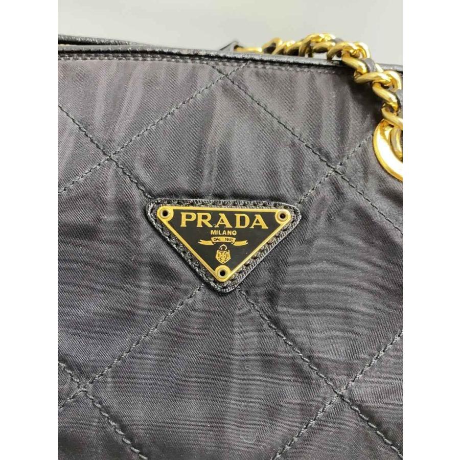 PRADA◆キルティングトートバッグ/チェーン/ナイロン/ブラック//_4