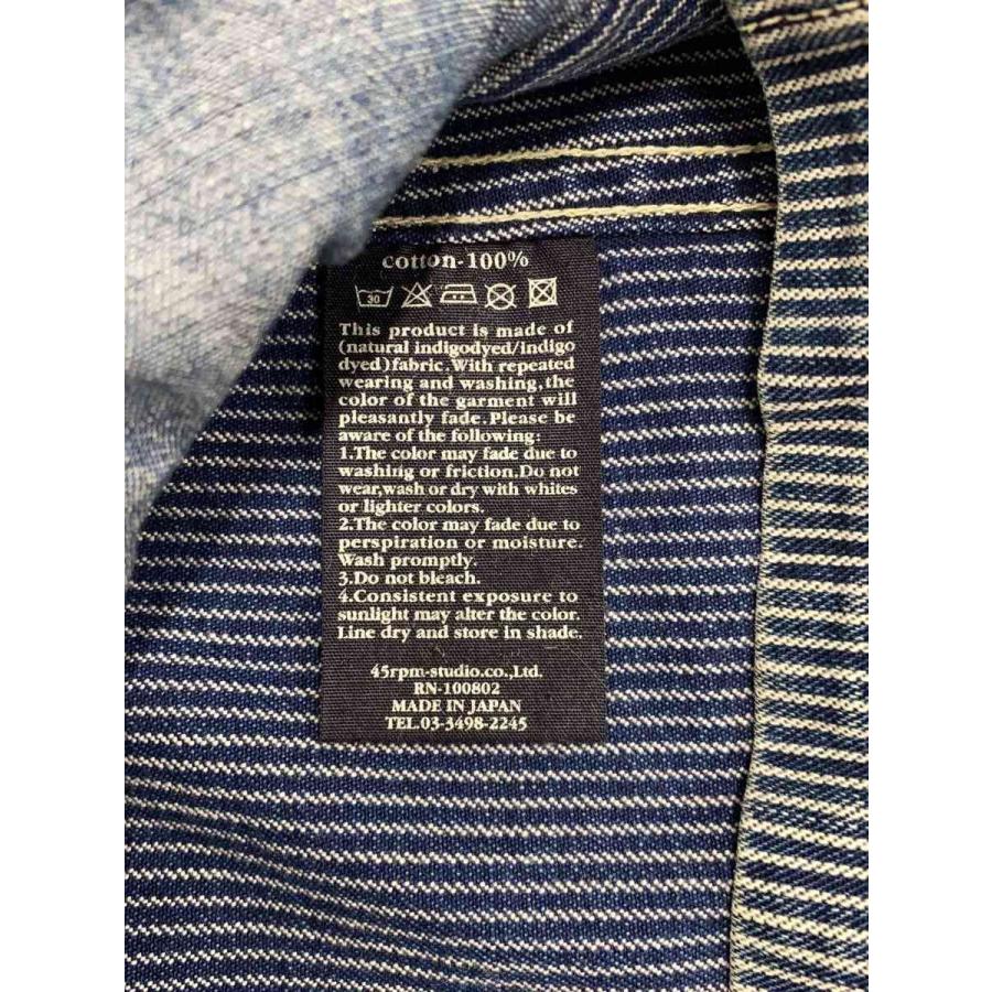 45rpm◇カバーオール/3/コットン/インディゴ/ストライプ : セカンド