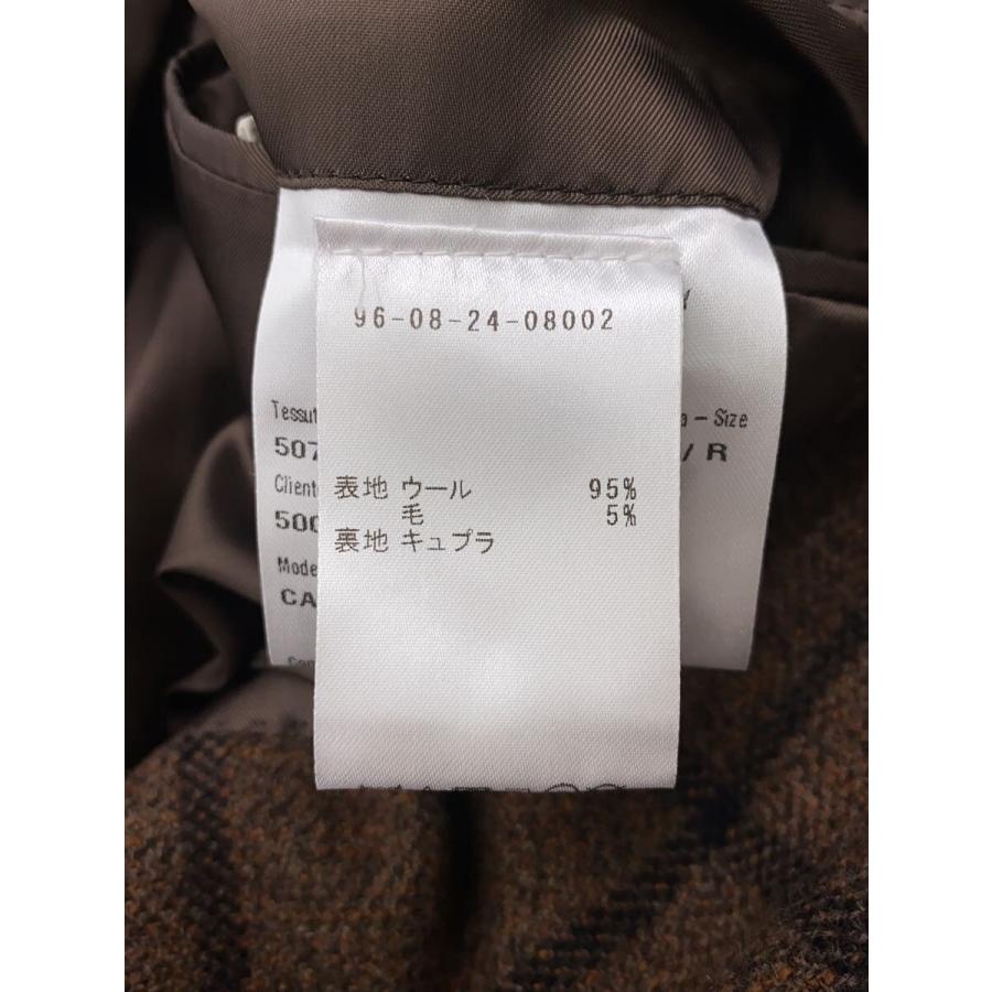 CARUSO◇チェスターコート/ダブル/46/ウール/ブラウン/チェック/MADE