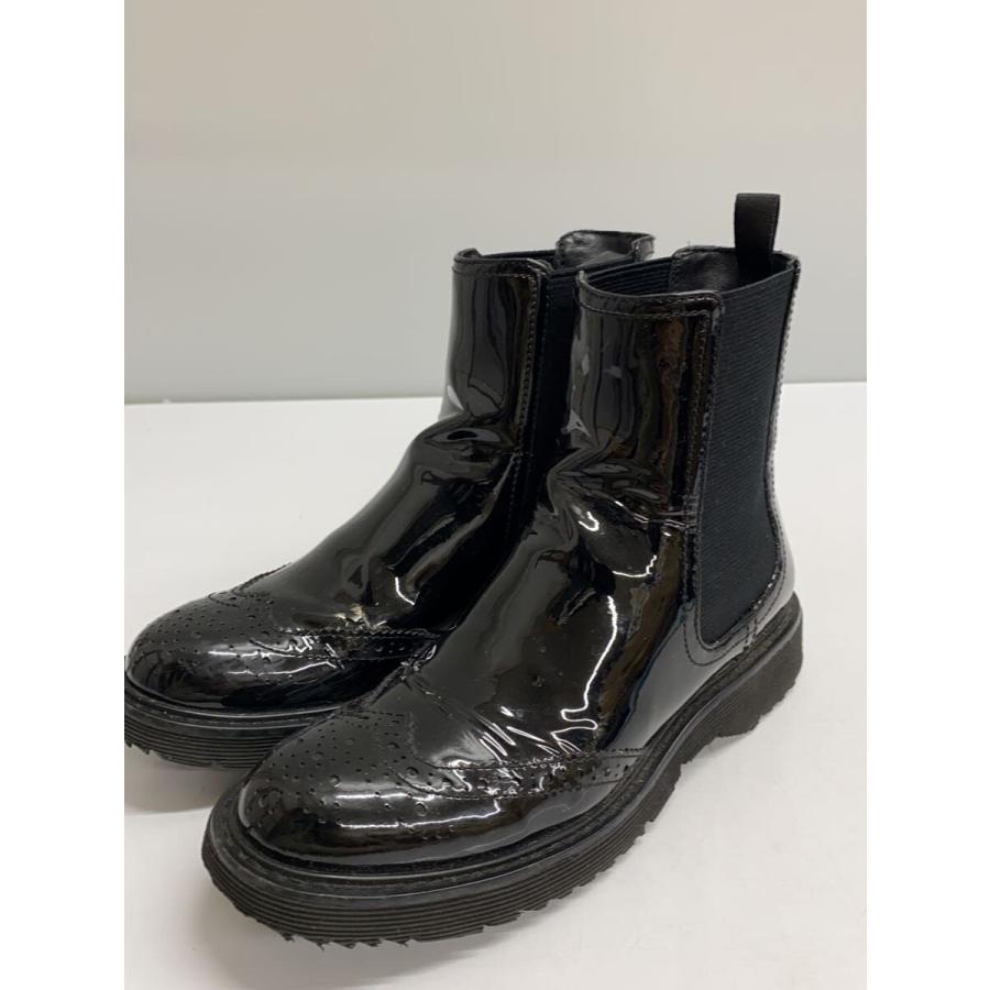 PRADA ブラック サイドゴアブーツ PRADA◇サイドゴアブーツ/--/ブラック/エナメル : セカンドストリート