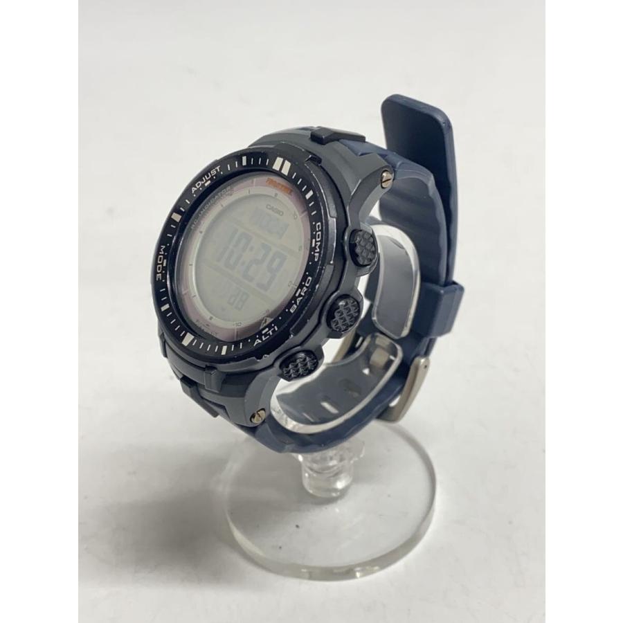 CASIO◇PRO TREK/ソーラー腕時計/デジタル/ラバー/ブラック/PRW-3000