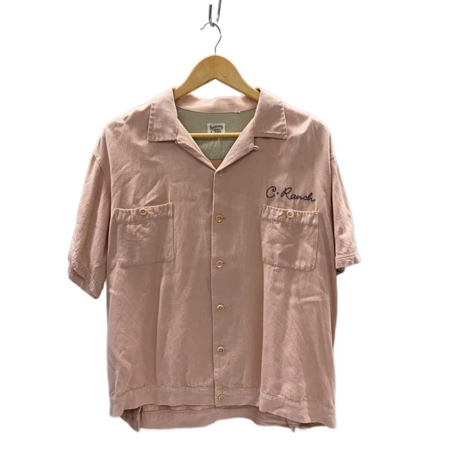 THE FLAT HEAD ボーリングシャツ THE FLAT HEAD◇ボウリングシャツ/半袖シャツ/44/レーヨン/ピンク/無地
