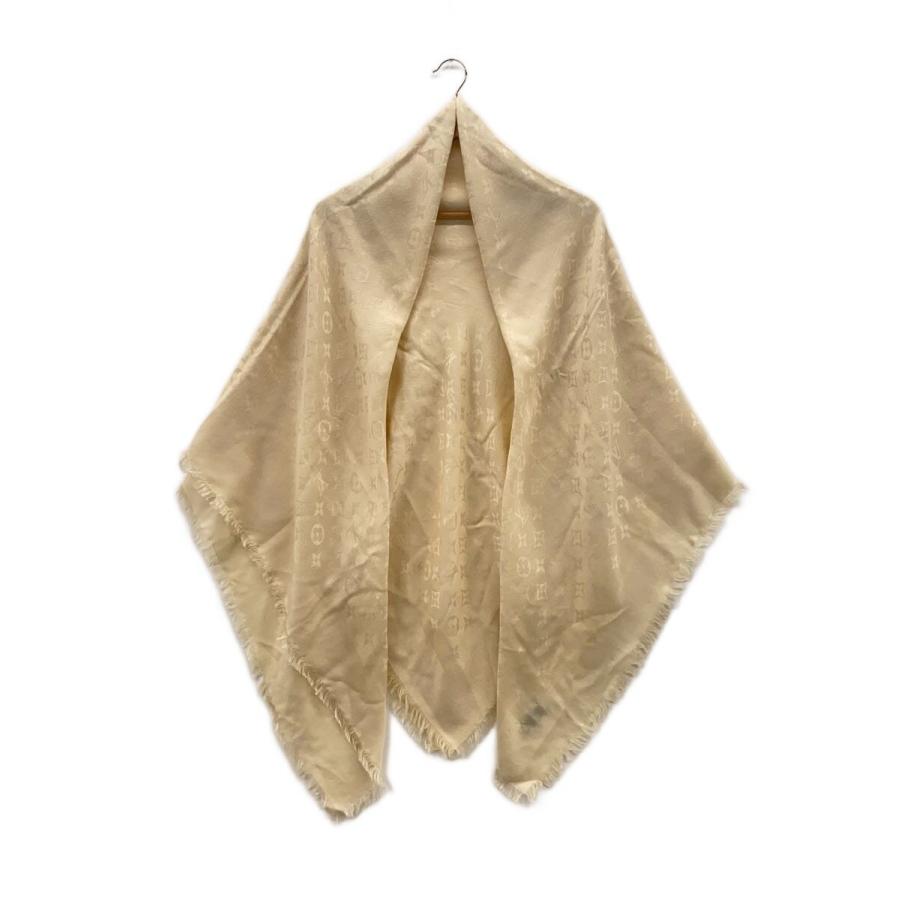 LOUIS VUITTON モノグラム ストール シルク クリーム LOUIS VUITTON◇染み有/大判ストール/シルク/IVO/モノグラム