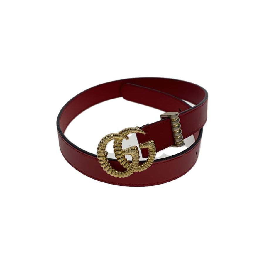 GUCCI◇ベルト/レザー/RED/無地/レディース/524103 : セカンド 