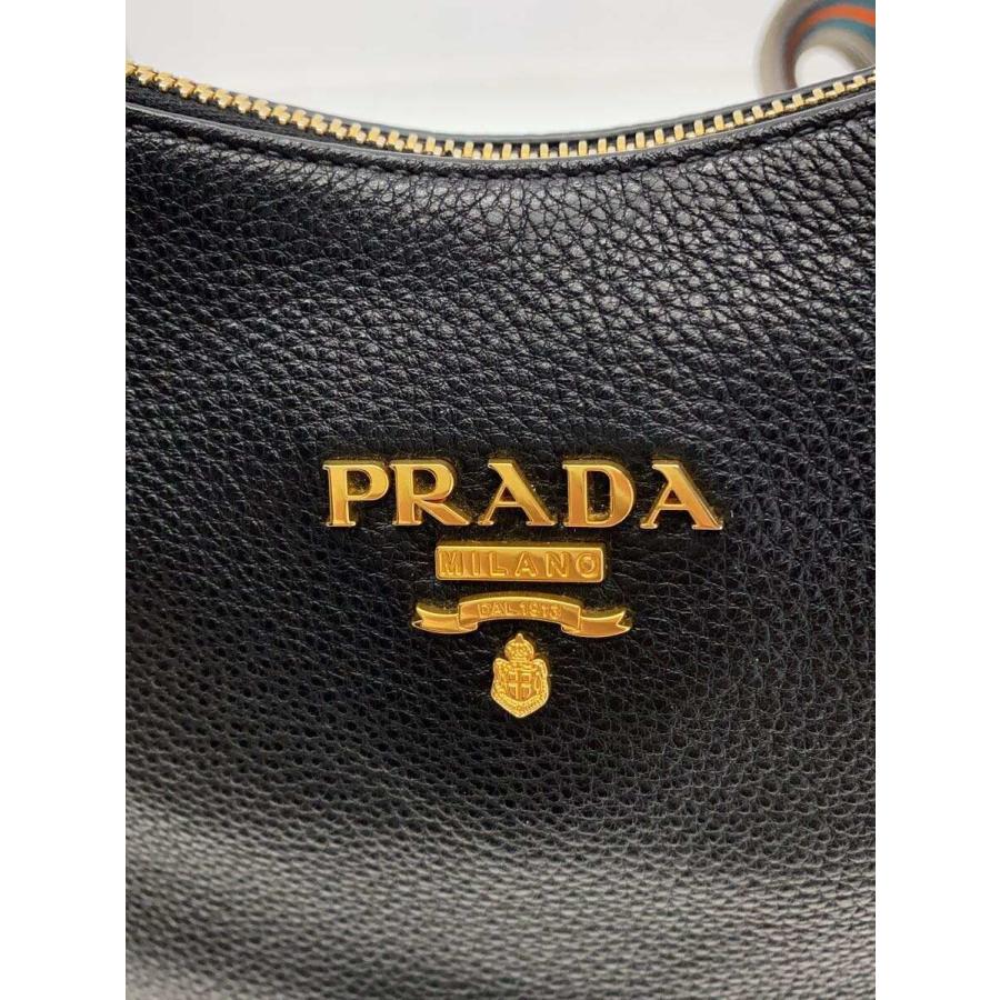 PRADA◇ショルダーバッグ/レザー/BLK/無地/1BC052// : セカンド
