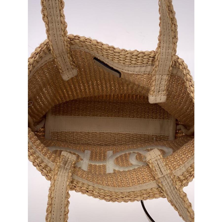JIMMY CHOO◇ショルダーバッグ/--/BEG/CHOOロゴ刺繍ラフィア/2WAY 