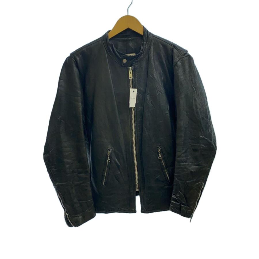 VANSON◇シングルライダースジャケット/--/レザー/BLK : セカンド