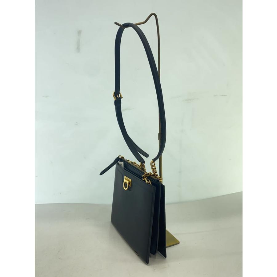 Salvatore Ferragamo◇ガンチーニ/ショルダーバッグ/レザー/BLK/21