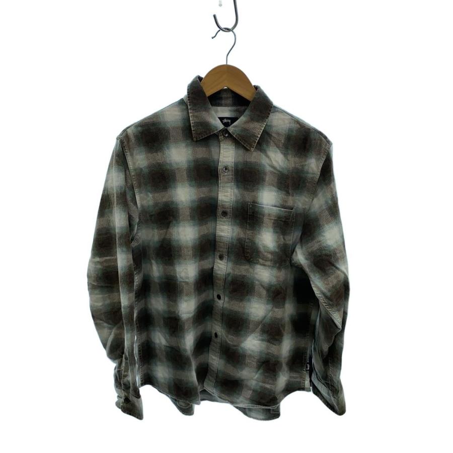 STUSSY◇25AW/JUNE PLAID SHIRT/長袖シャツ/S/コットン/GRN/オンブレCK