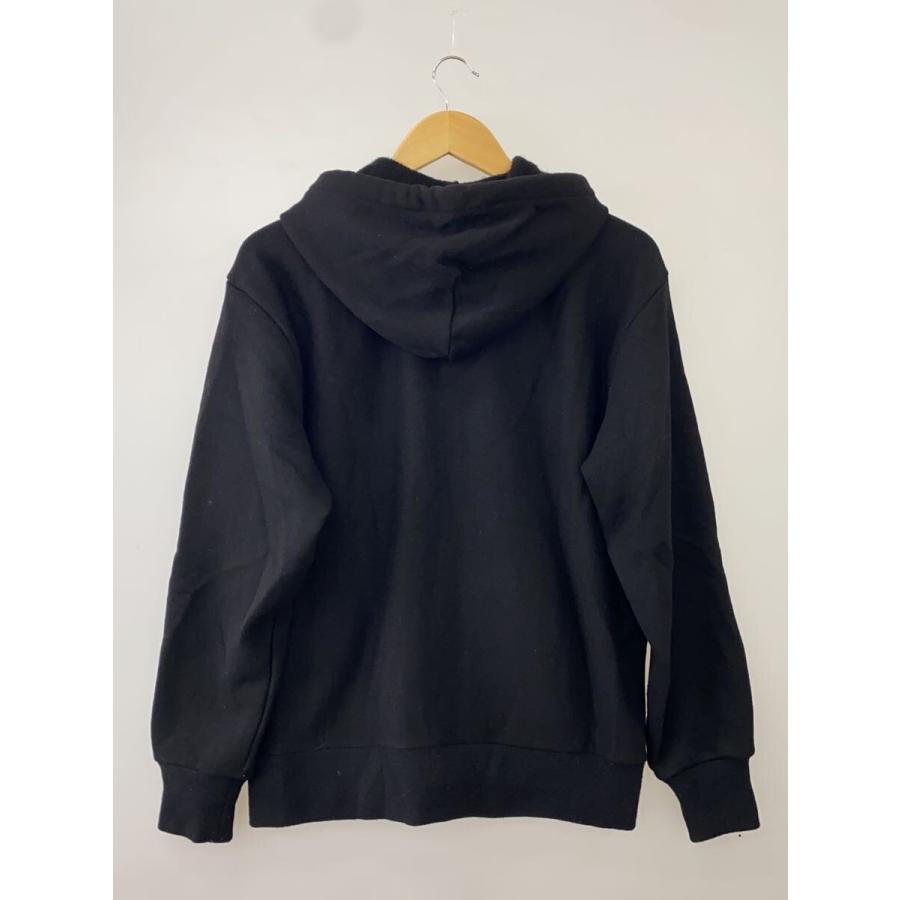 STUSSY◇PATCH ZIP KNIT HOODIE/ジップパーカー/S/コットン/ブラック