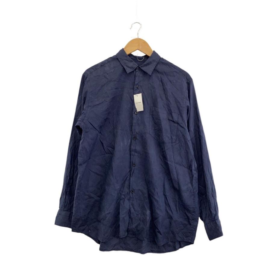 COMOLI◇18ss/シルクコモリシャツ/長袖シャツ/2/シルク/NVY/M01-02003