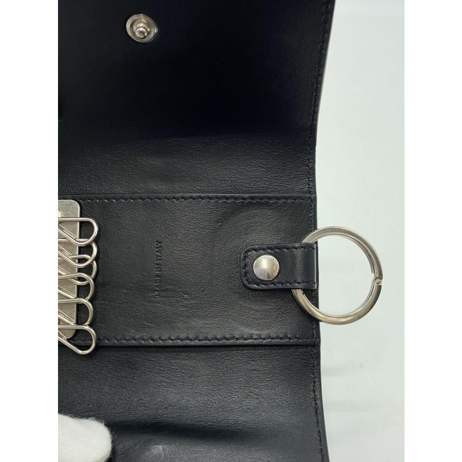 CELINE◇6連/クロコ型押し/角スレ/キーケース/レザー/BLK/メンズ