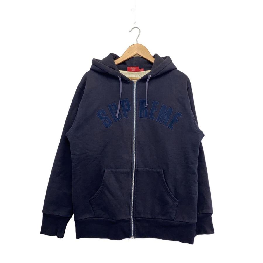 ［美品］Supreme ネイビー フルジップパーカー Supreme◇ジップパーカー/M/コットン/NVY/アーチロゴ// : セカンド