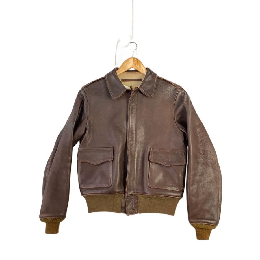 THE REAL McCOY’S◆DEERSKIN/レザージャケット・ブルゾン/36/レザー/BRW/A-2/肩割れ有//