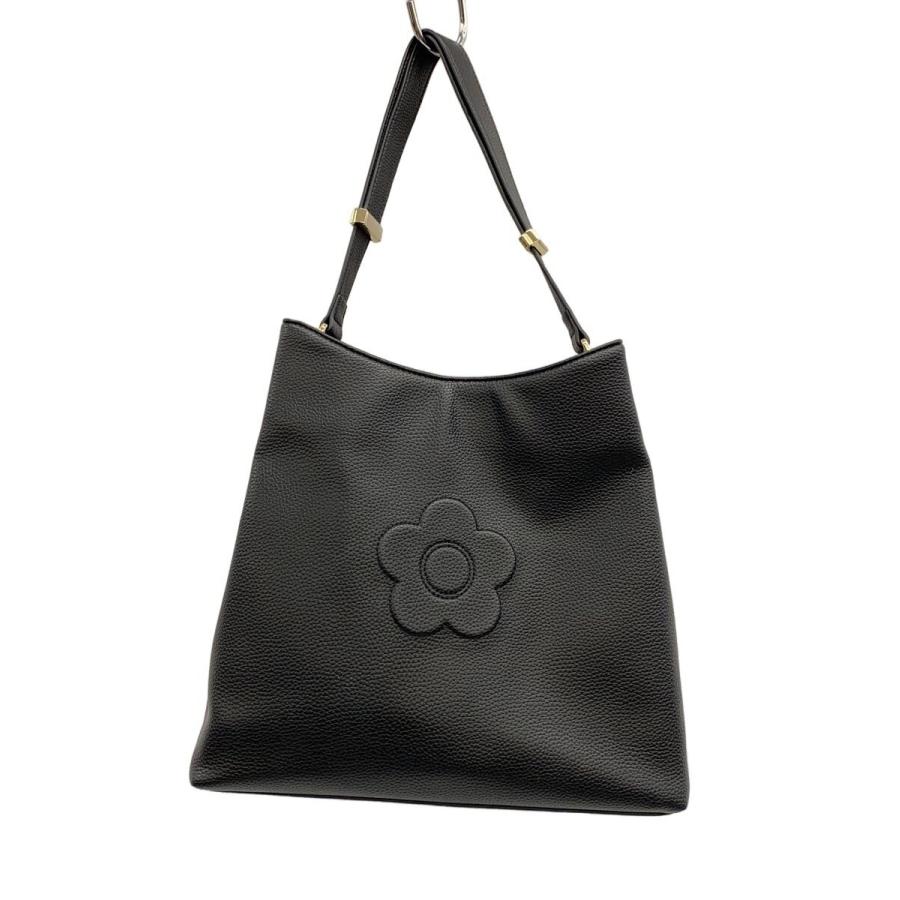 MARY QUANT◇トートバッグ/レザー/BLK/無地/223-814824-010-0
