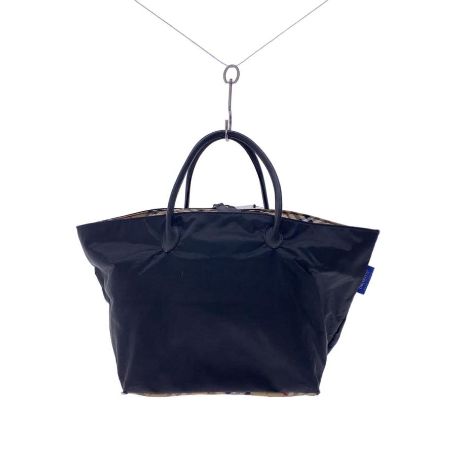 【極美品】バーバリーブラックレーベル ノバチェック トートバッグ ナイロン 黒 バーバリー ノバチェック ナイロンキャンバス レザー トートバッグ