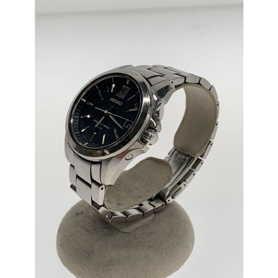SEIKO / ソーラー腕時計/アナログ/ステンレス/BLK/SLV/7B24-0AT0 SEIKO◇ソーラー腕時計/アナログ/ステンレス/BLK/SLV/7B24-0AT0