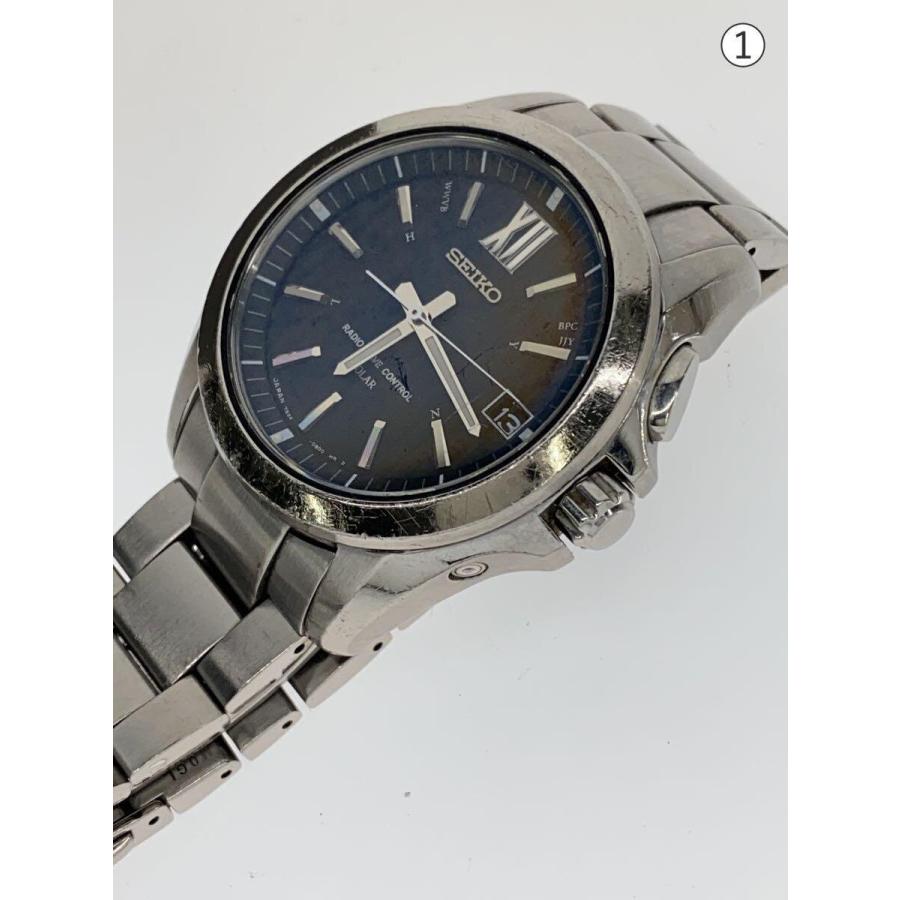 SEIKO◇ソーラー腕時計/アナログ/ステンレス/BLK/SLV/7B24-0AT0