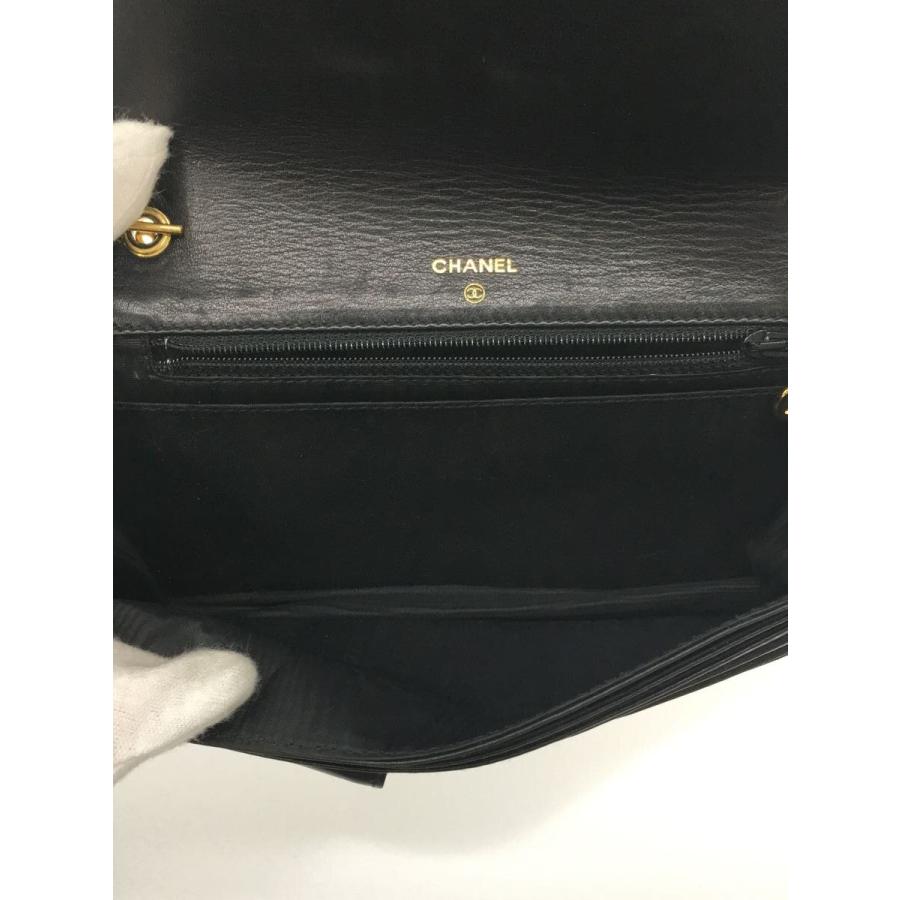CHANEL◇チェーンショルダーバッグ/エナメル/ブラック/ギャラ CHANEL◇チェーンショルダーバッグ/エナメル/ブラック/ギャラ