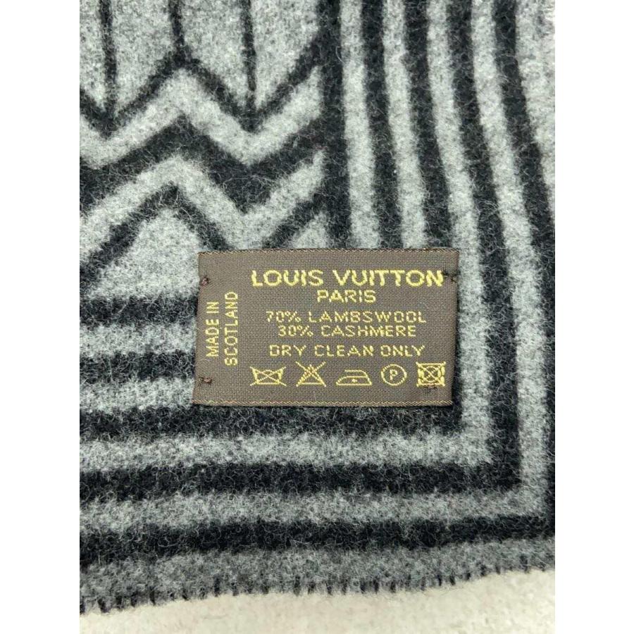 LOUIS VUITTON◇マフラー/ウール×カシミヤ/グレー/ストライプ LOUIS VUITTON◇マフラー/ウール×カシミヤ/グレー/ストライプ