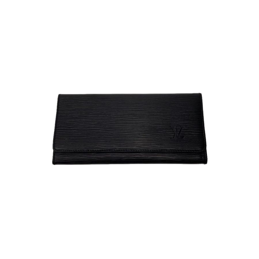 LOUIS VUITTON◇ポルト・円・3カルト・クレディ_エピ_BLK_ノワール/PVC