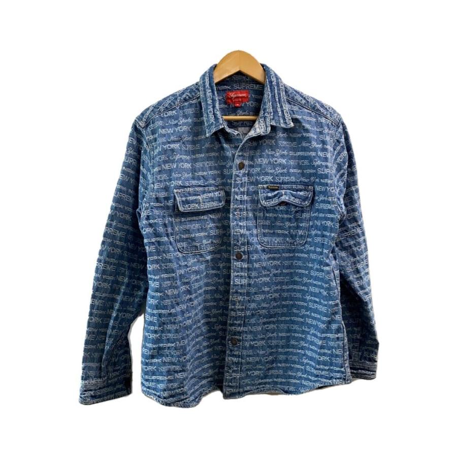 SUPREME シュプリーム 22AW Multi Type Jacquard Denim Shirt マルチジャガードロゴ ロングスリーブシャツ ジャケット インディゴ Supreme◇22aw/multi type jacquard denime長袖シャツ/M/デニム