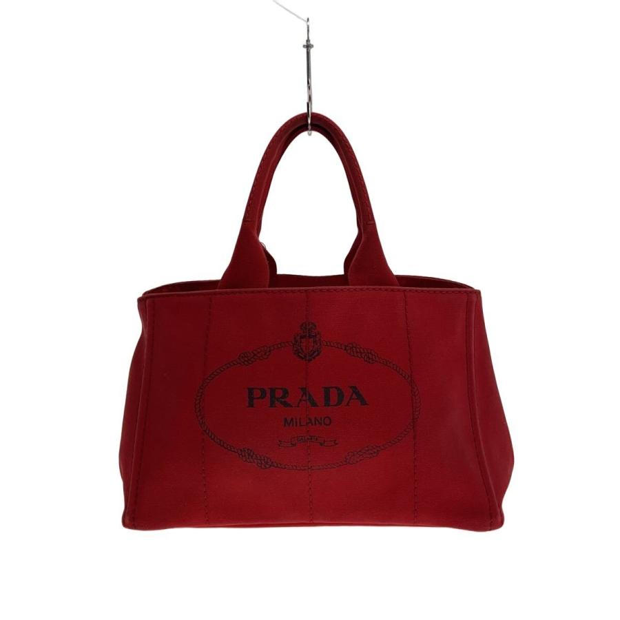 PRADA◇canapaハンドバッグ/キャンバス/RED/bn1877/色褪せ所々にあり