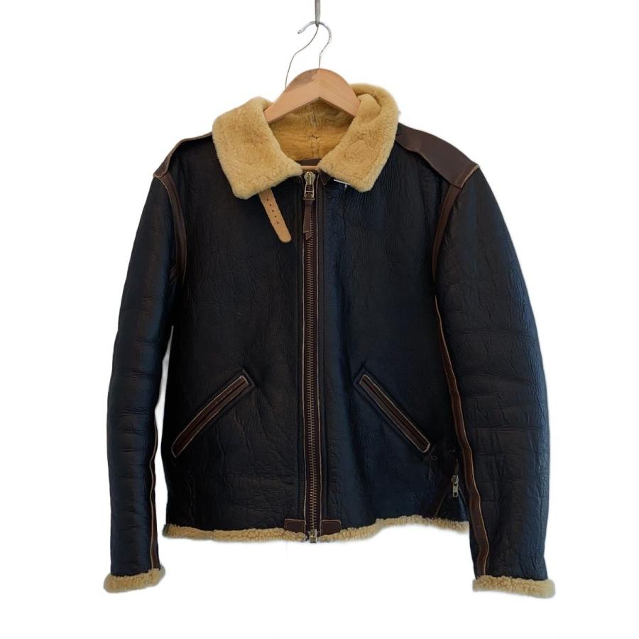 MORGAN PRODUCTIONS◇ムートンフライトジャケット/B-6/36/羊革/BLK