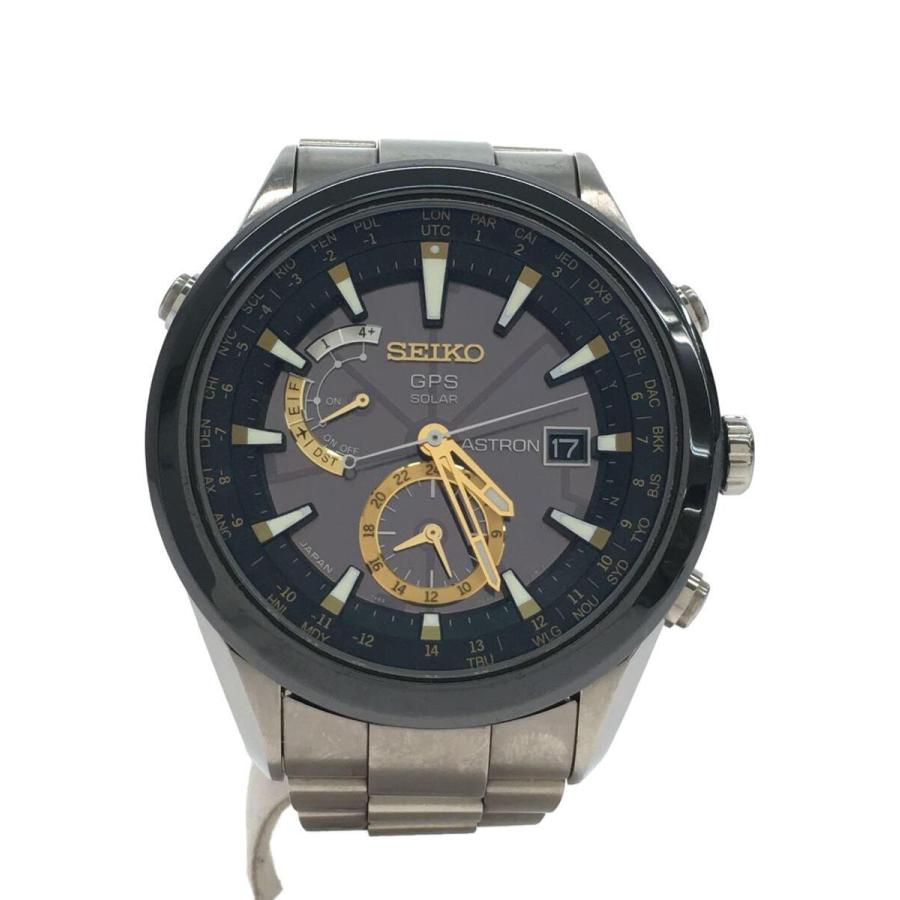 SEIKO◇ソーラー腕時計/ASTRON/GPS/アナログ/ステンレス/BLK/GRY/7X52