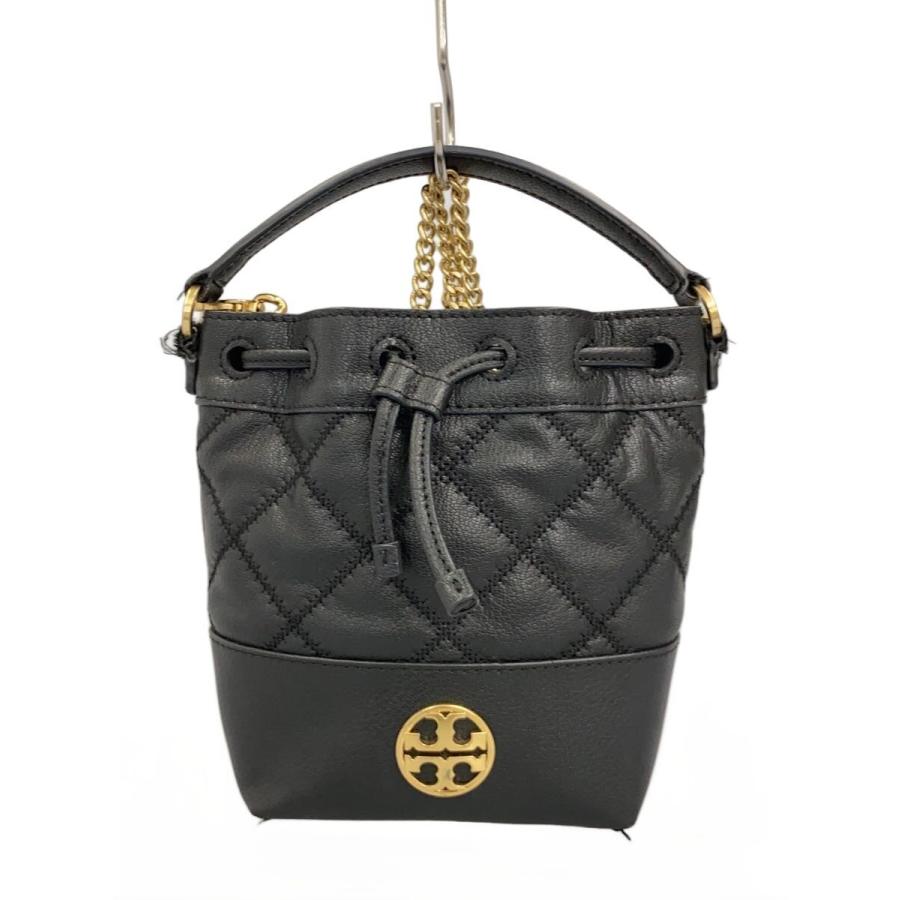TORY BURCH◇ウィラ ミニ バケットバッグ/ショルダーバッグ/レザー/BLK