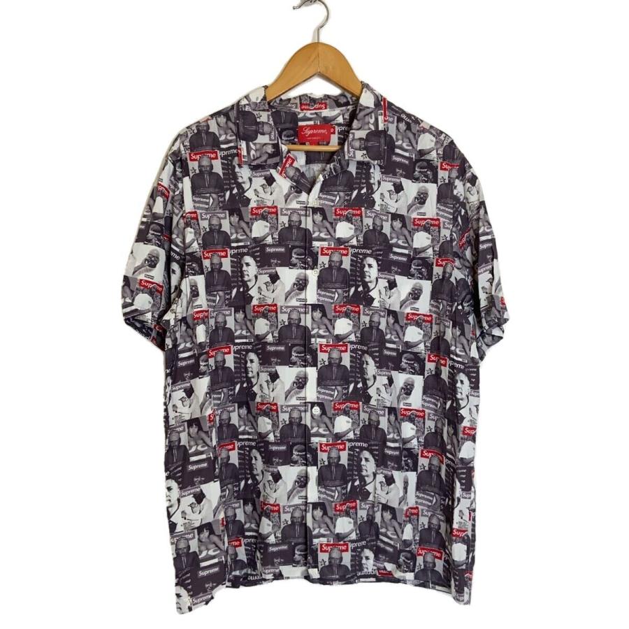 Supreme◇Magazine S/S Shirt /半袖シャツ/L/コットン/GRY/総柄 