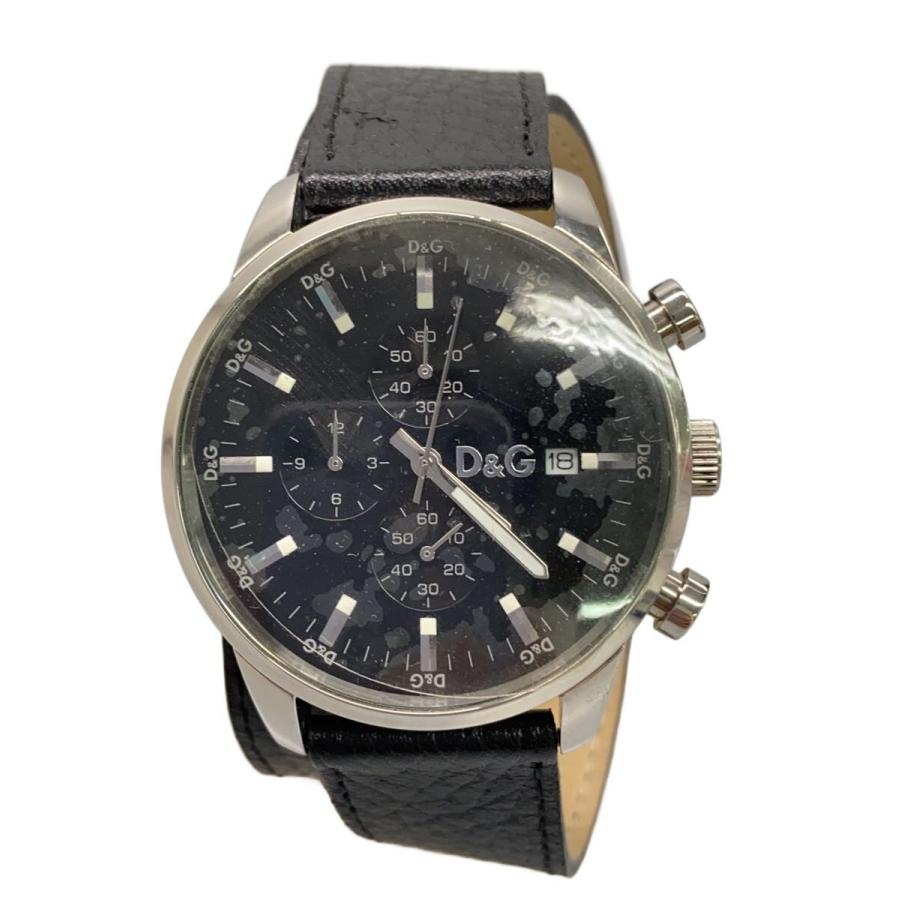 DOLCE&GABBANA◇クォーツ腕時計/アナログ/レザー/BLK/BLK : セカンド