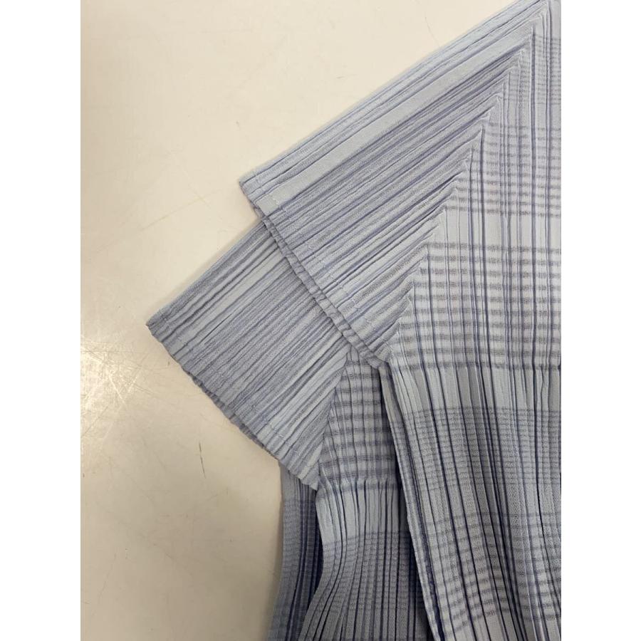 PLEATS PLEASE ISSEY MIYAKE◇半袖ワンピース/4/ポリエステル/BLU/PP71