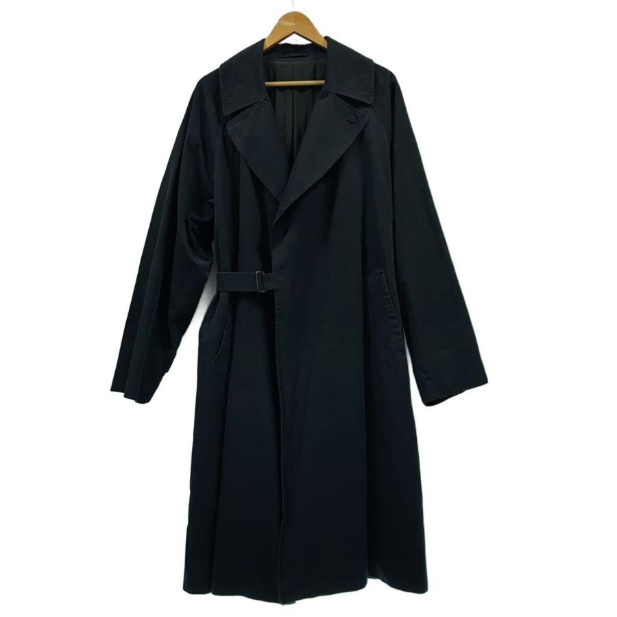 COMOLI◇ウォッシュドタイロッケンコート/3/コットン/BLK/無地/V01