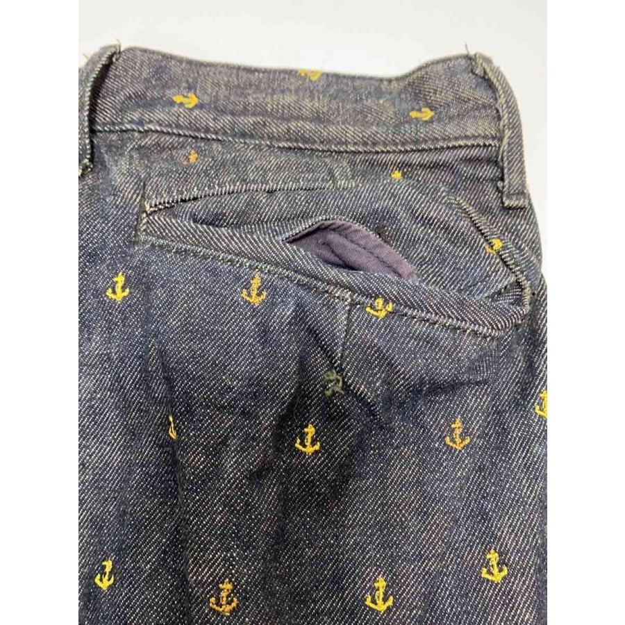 メンズ KIKWEAR 襤褸 ダメージ ラメ 刺繍 クロップド デニム レイバー