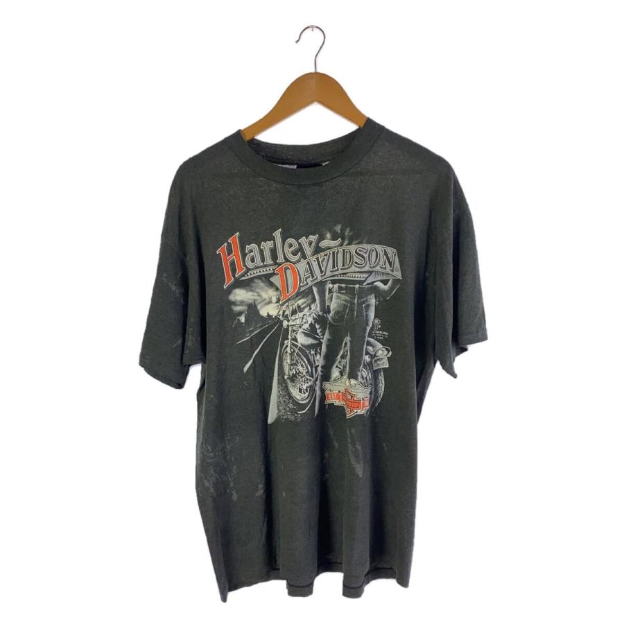 HARLEY DAVIDSON◇80s/Tシャツ/XL/BLK/黒/ヴィンテージ/コットン HARLEY DAVIDSON◇80s/Tシャツ/XL/BLK/黒/ヴィンテージ/コットン
