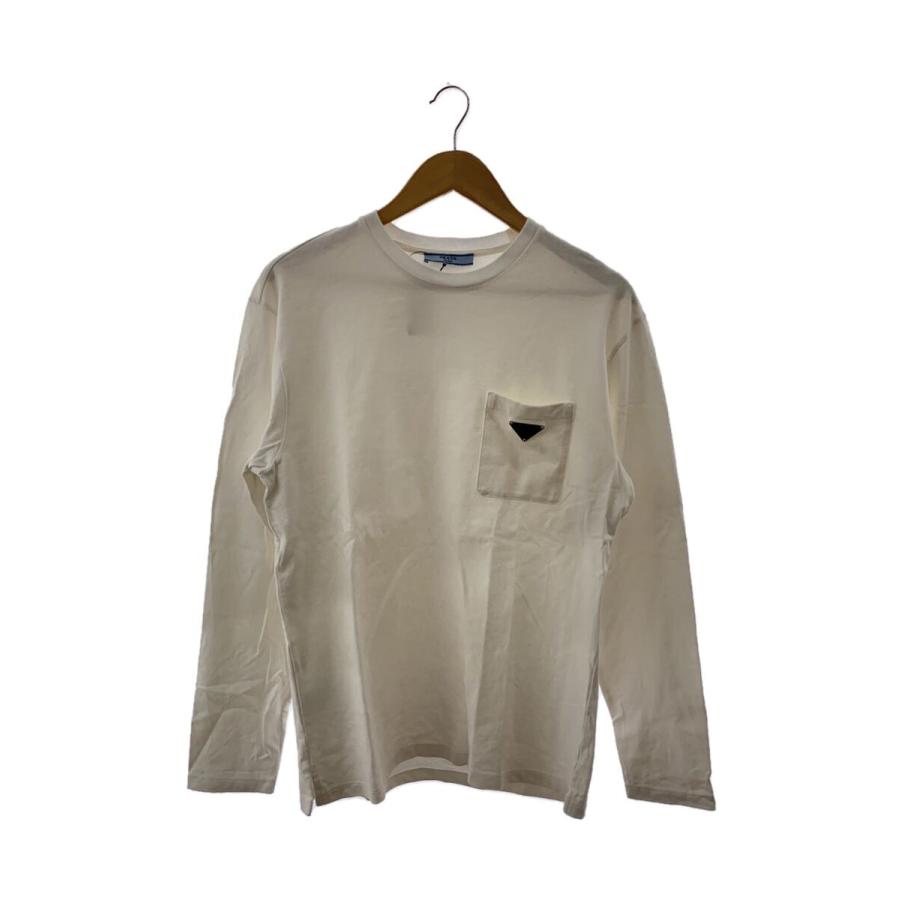 PRADA◇23SS/トライアングルロゴクルーネックカットソー/長袖Tシャツ/S