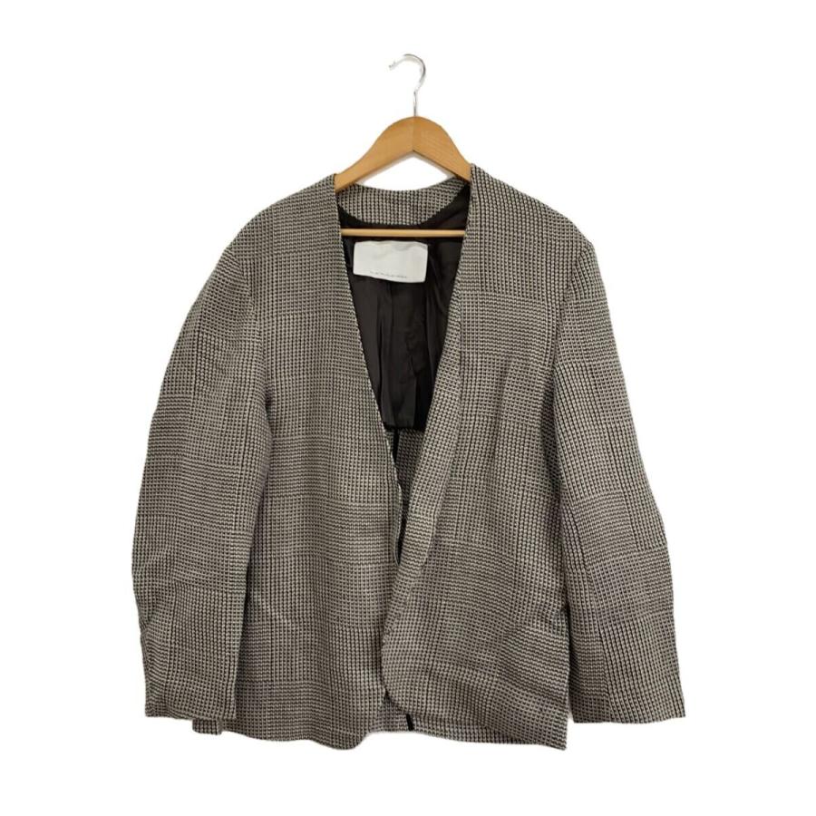 nonnotte◇25SSS/NO COLLAR JACKETテーラードジャケット/4/コットン